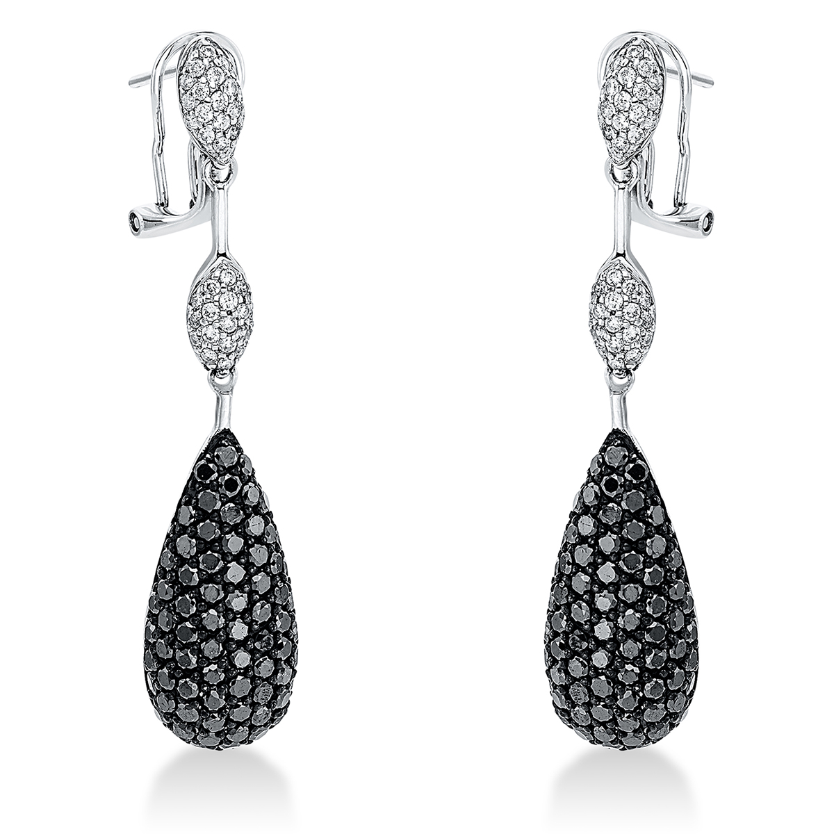 Ohrschmuck 18 kt WG, Fassung schwarz rhodiniert