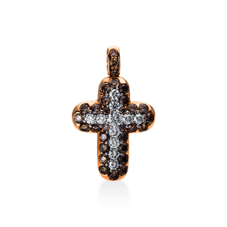 Anhänger 18 kt RG+WG "Kreuz", mit Öse