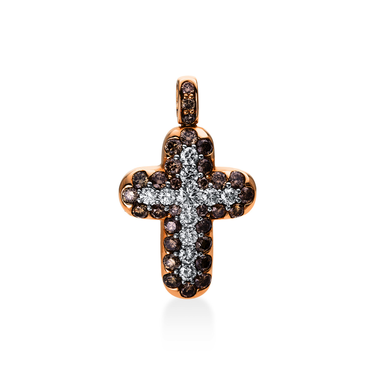 Anhänger 18 kt RG+WG "Kreuz", mit Öse