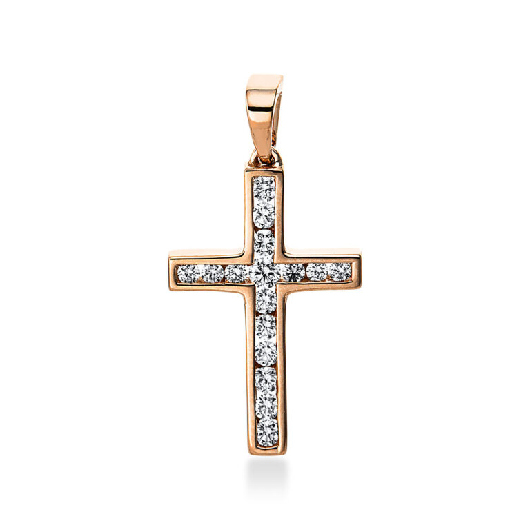 Anhänger 18 kt RG "Kreuz", mit Öse