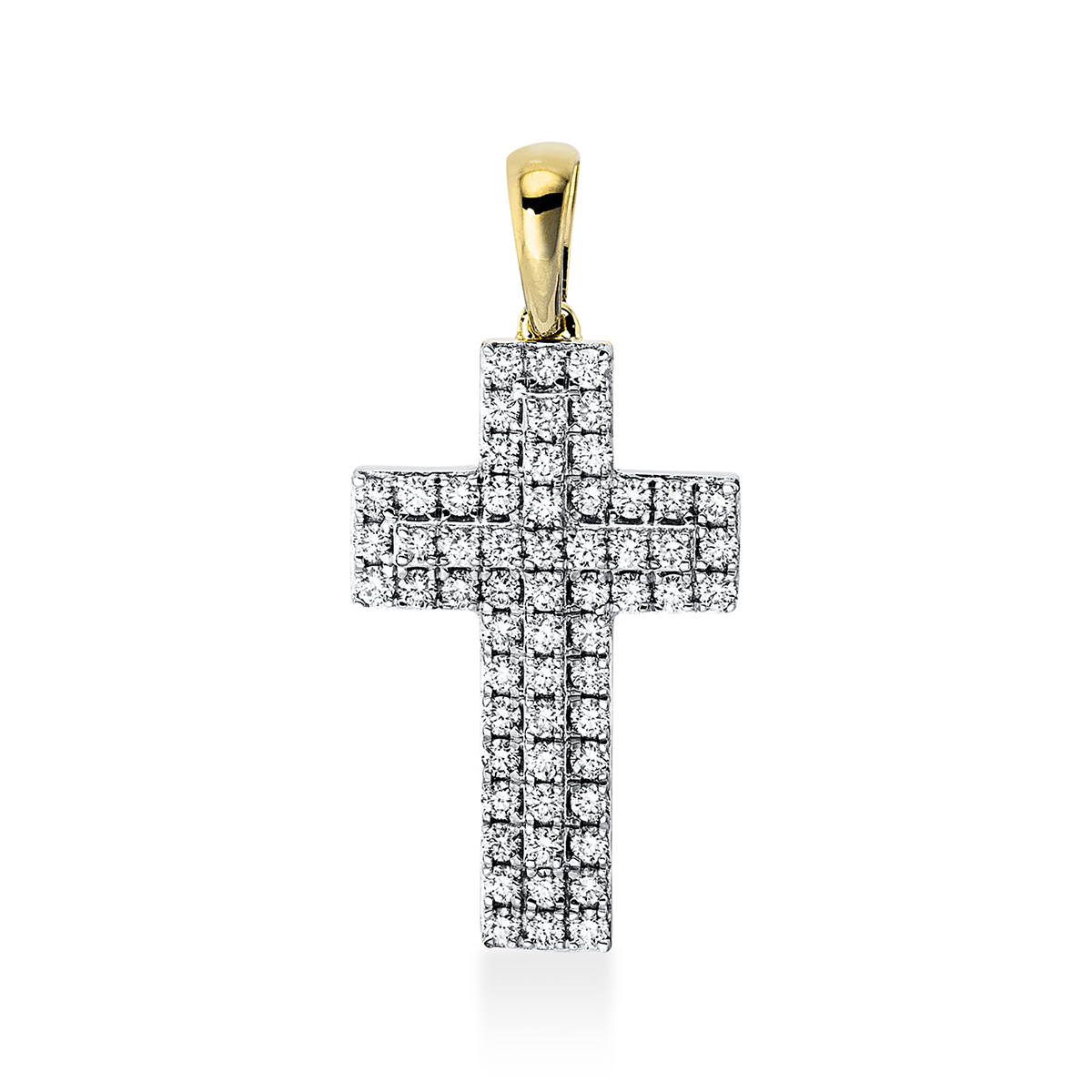 Anhänger 18 kt GG+WG "Kreuz", mit Öse