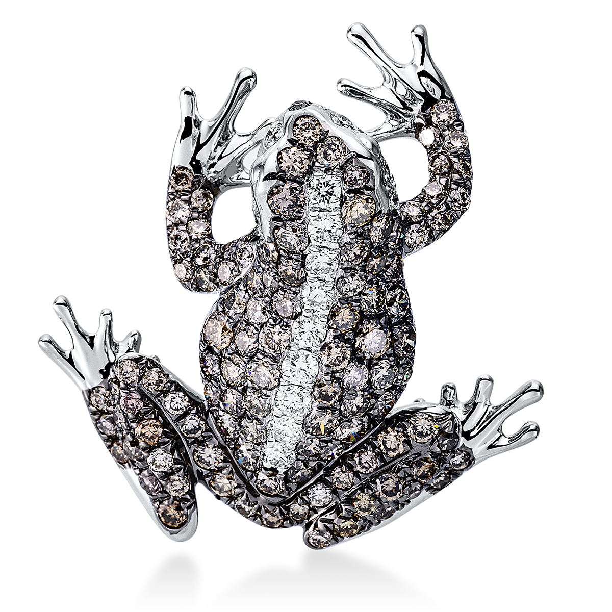 Anhänger 18 kt WG "Frosch", Fassung schwarz rhodiniert