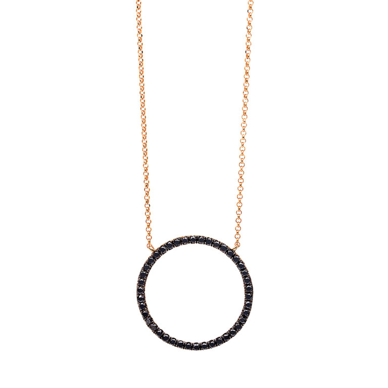 Collier 18 kt RG "Kreis", Fassung schwarz rhodiniert
