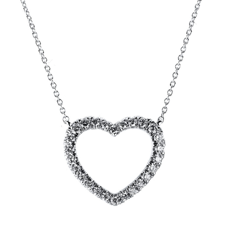 Collier 14 kt WG "Herz", ZÖ 40 cm, Anker, Karabiner