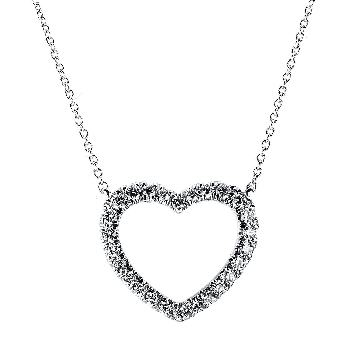 Collier 14 kt WG "Herz", ZÖ 40 cm, Anker, Karabiner