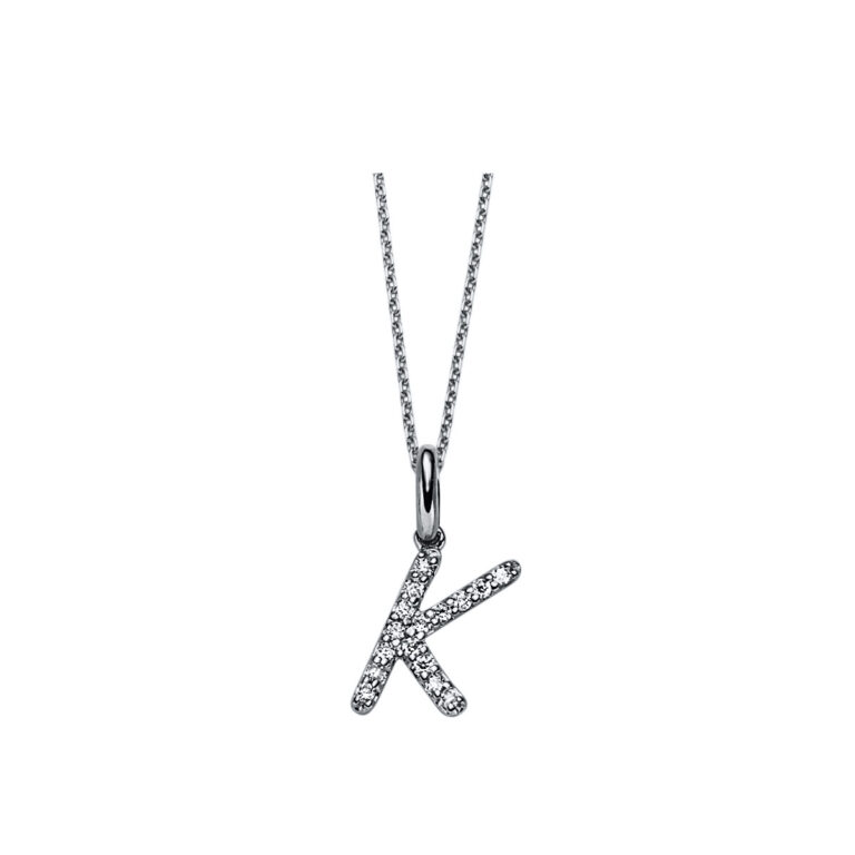 Collier 14 kt WG "K", mit Öse