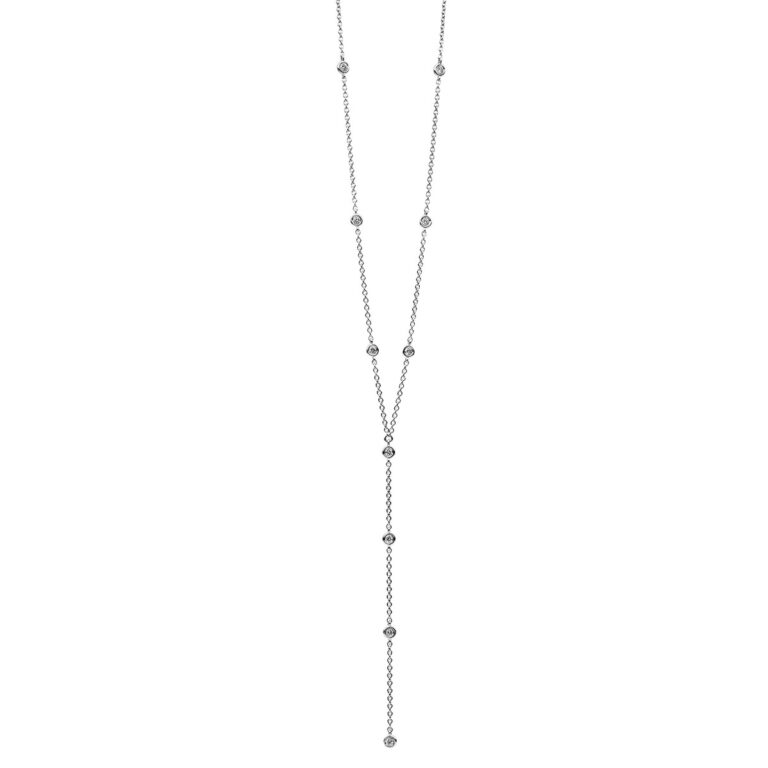 Collier 14 kt WG, mit ZÖ 44cm+41,5 cm