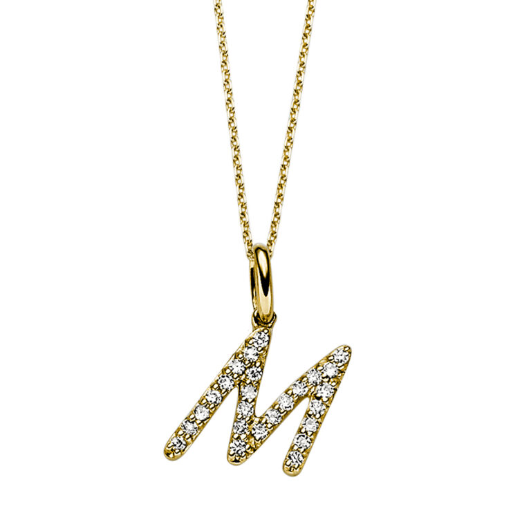 Collier 18 kt GG "M", mit Öse