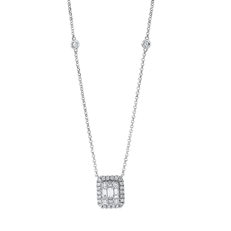 Collier 18 kt WG, mit ZÖ 38 cm + 40 cm