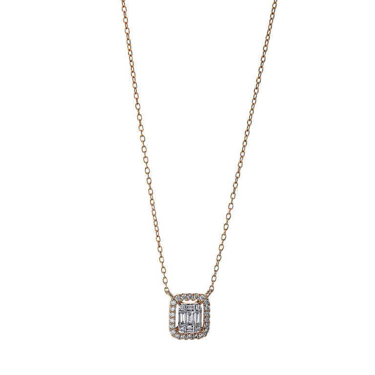 Collier 18 kt RG+WG, mit ZÖ 38 cm + 40 cm