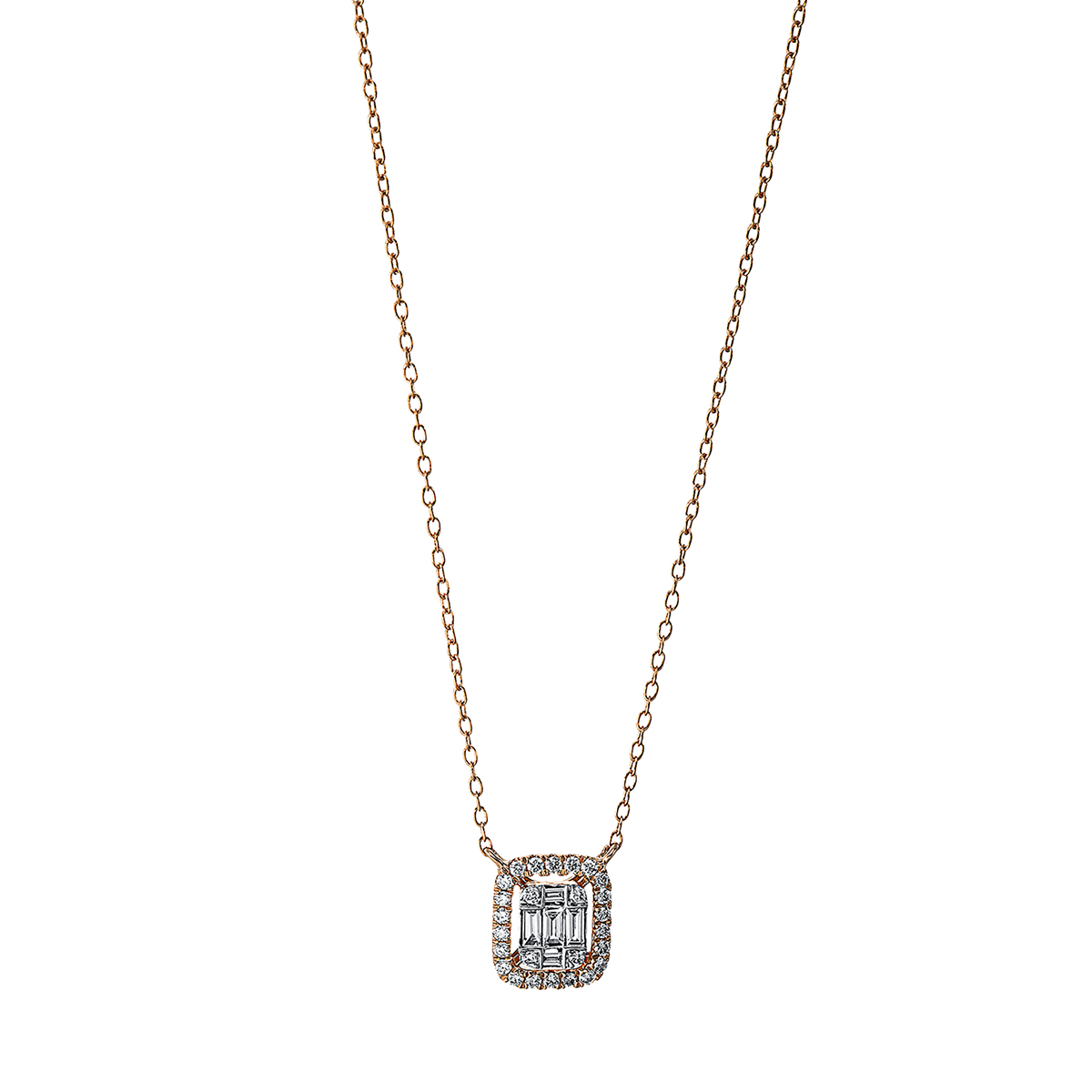 Collier 18 kt RG+WG, mit ZÖ 38 cm + 40 cm