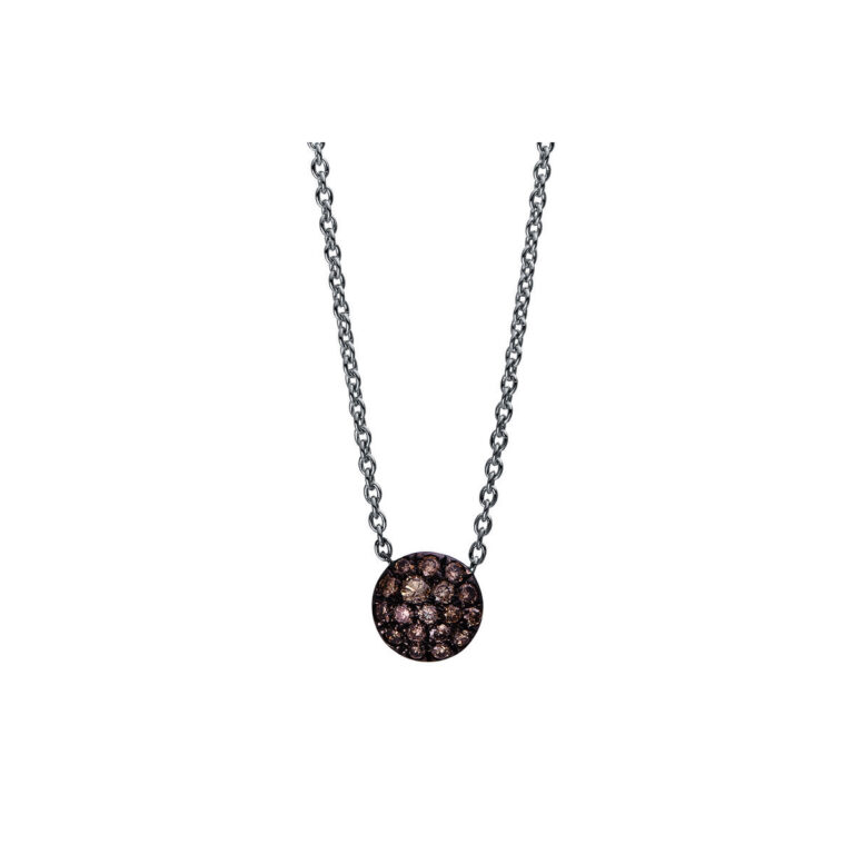 Collier 18 kt WG, Fassung schwarz rhodiniert