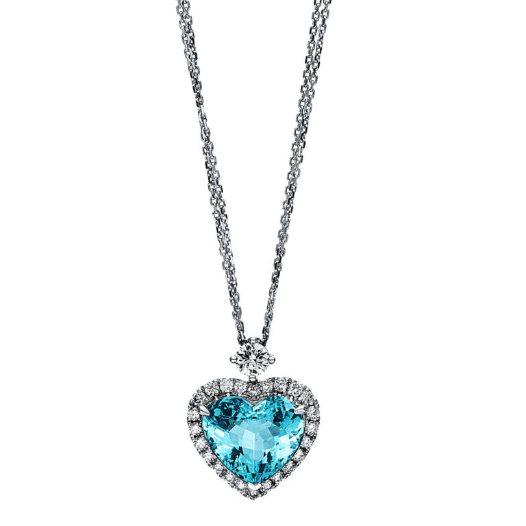 Collier 3er-Krappe 18 kt WG "Herz", mit Öse