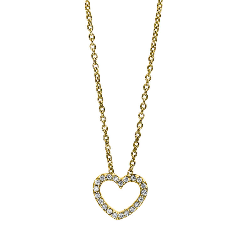 Collier 14 kt GG "Herz", mit ZÖ 40 cm