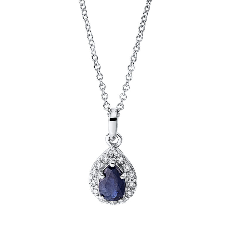 Collier 4er-Krappe 18 kt WG "Tropfen", mit ZÖ 40 cm