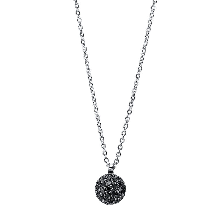 Collier 18 kt WG, Fassung schwarz rhodiniert