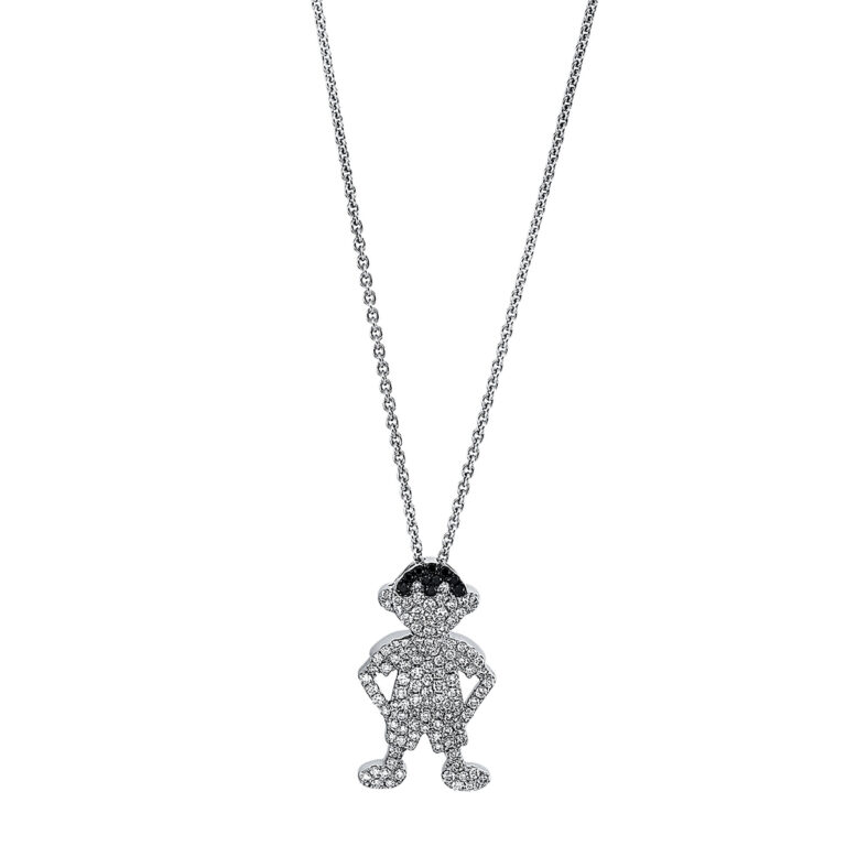 Collier 18 kt WG "Personen", Fassung teils schwarz rhodinie