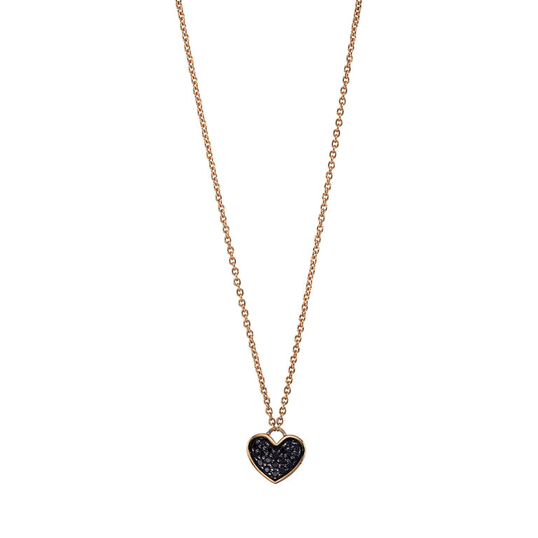 Collier 18 kt RG "Herz", Fassung schwarz rhodiniert