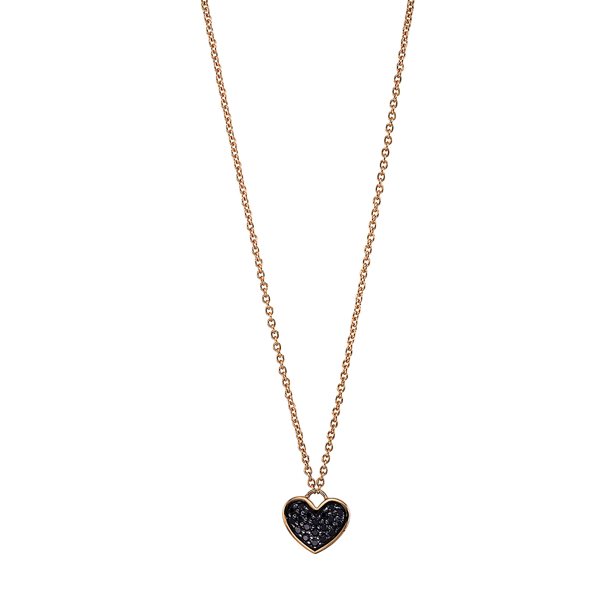Collier 18 kt RG "Herz", Fassung schwarz rhodiniert