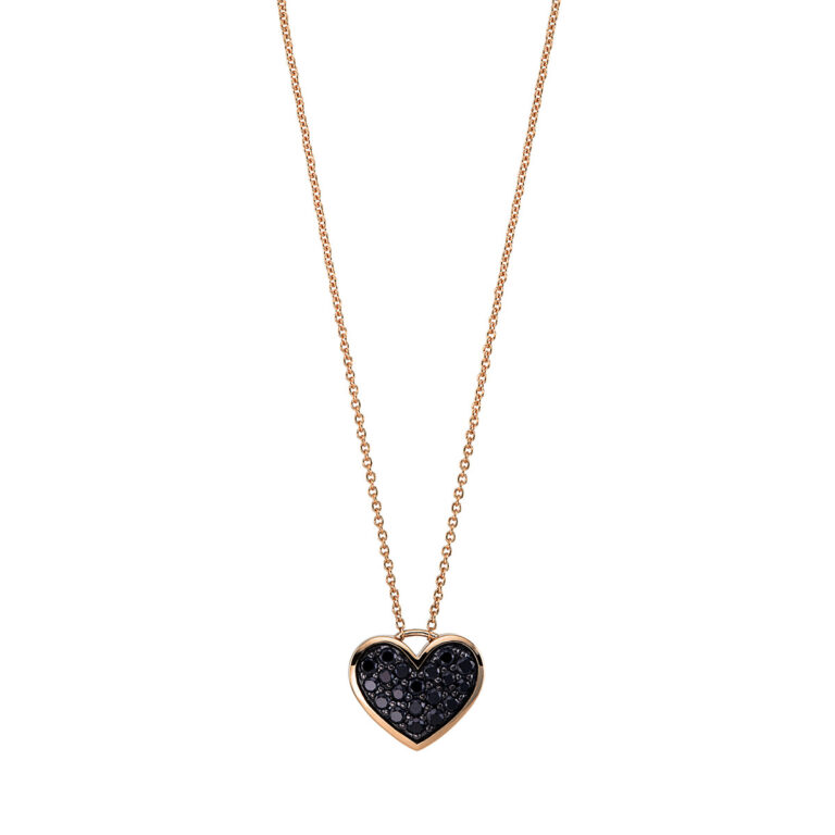 Collier 18 kt RG "Herz", Fassung schwarz rhodiniert