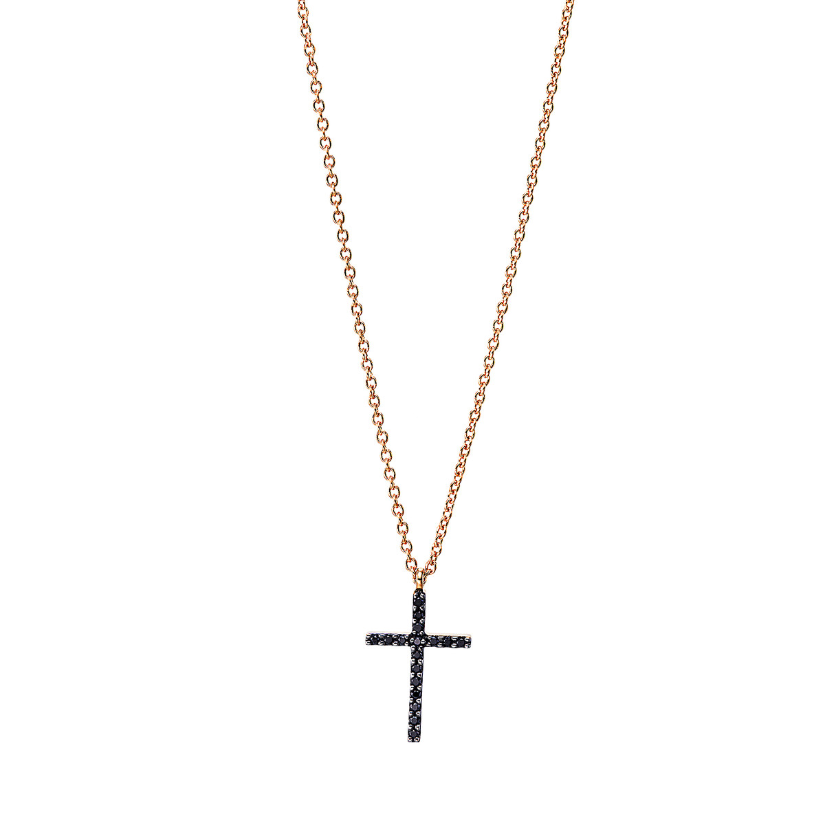 Collier 18 kt RG "Kreuz", Fassung teils schwarz rhodinie