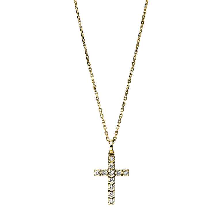 Collier 18 kt GG "Kreuz", mit Öse