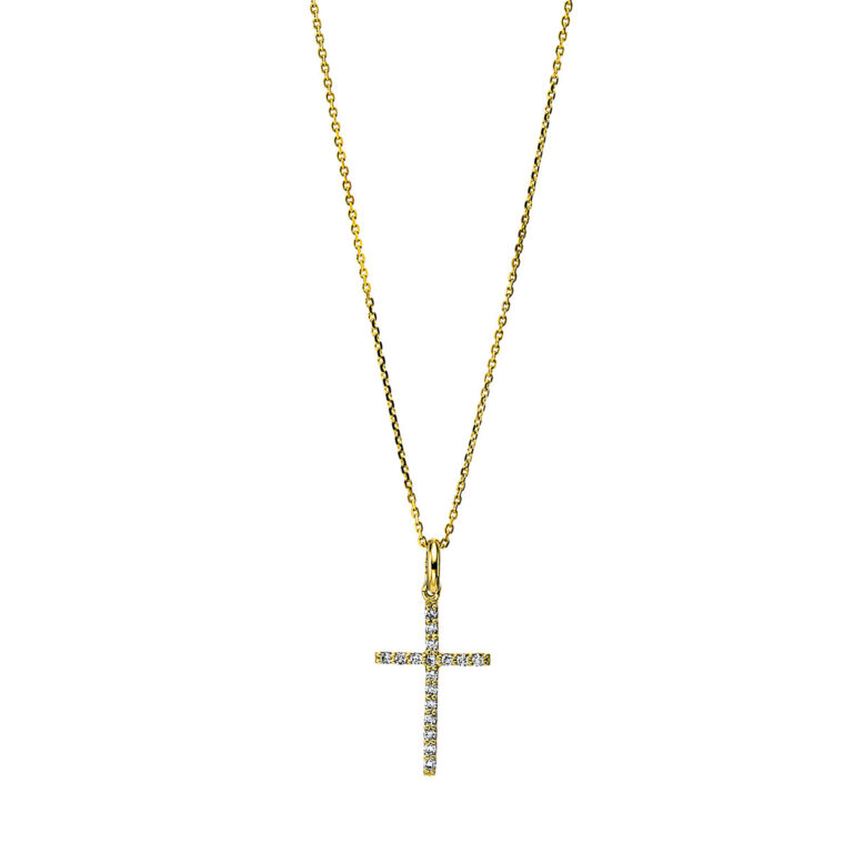 Collier 18 kt GG "Kreuz", mit Öse
