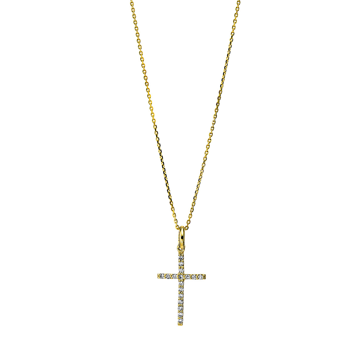 Collier 18 kt GG "Kreuz", mit Öse
