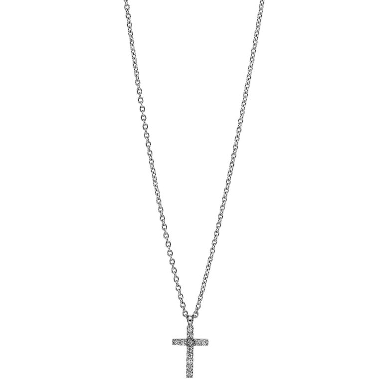 Collier 18 kt WG "Kreuz", mit Öse