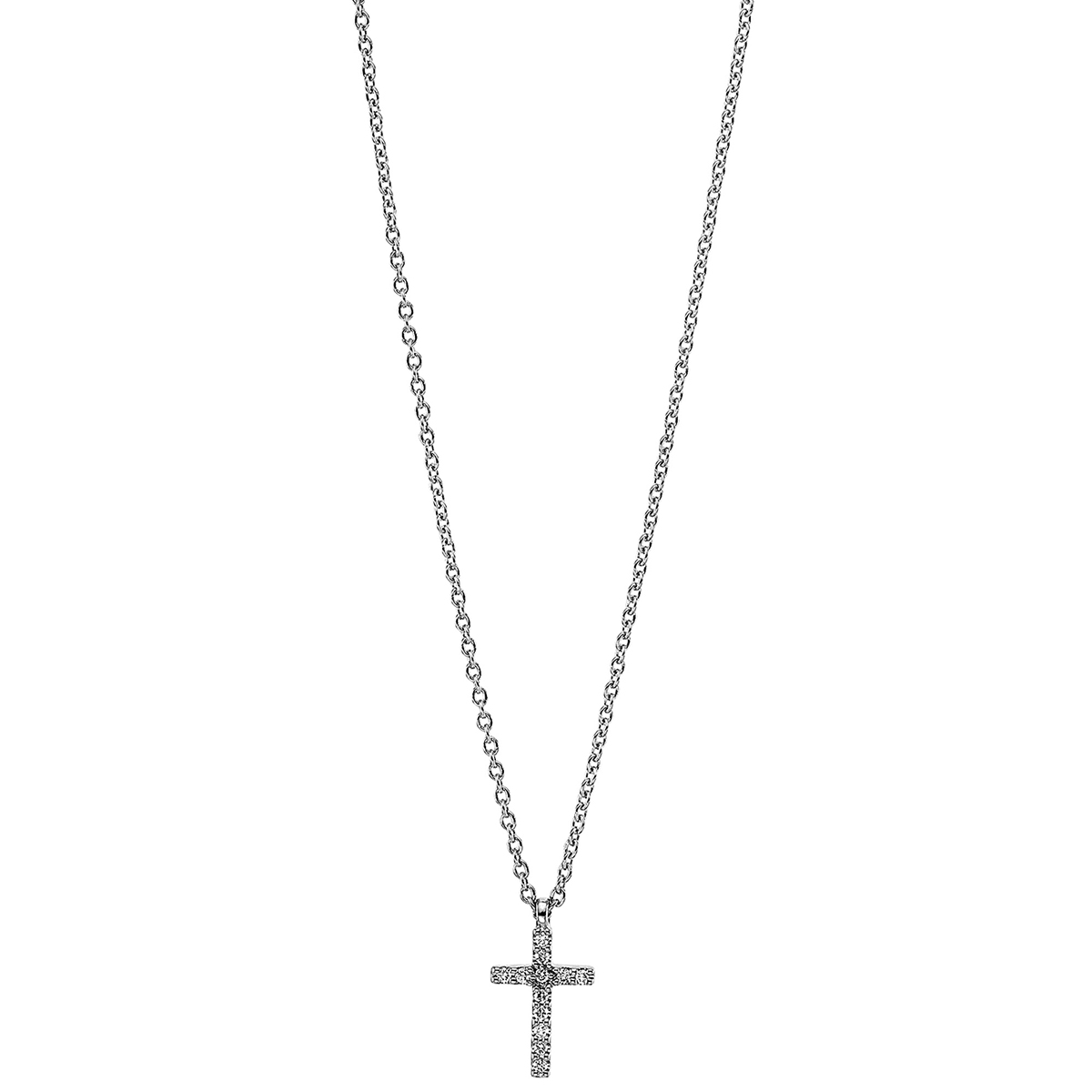 Collier 18 kt WG "Kreuz", mit Öse