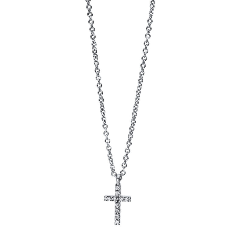 Collier 18 kt WG "Kreuz", mit Öse