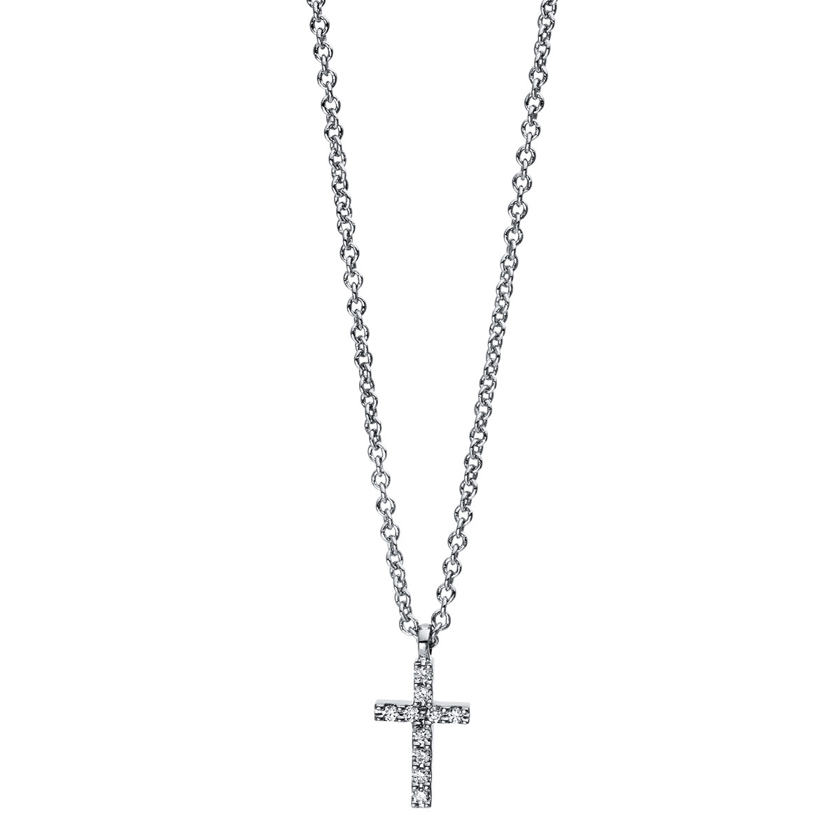 Collier 18 kt WG "Kreuz", mit Öse