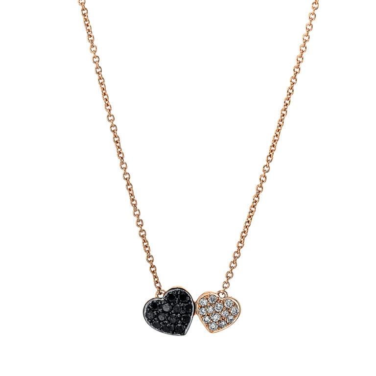 Collier 18 kt RG "Herz", Fassung schwarz rhodiniert
