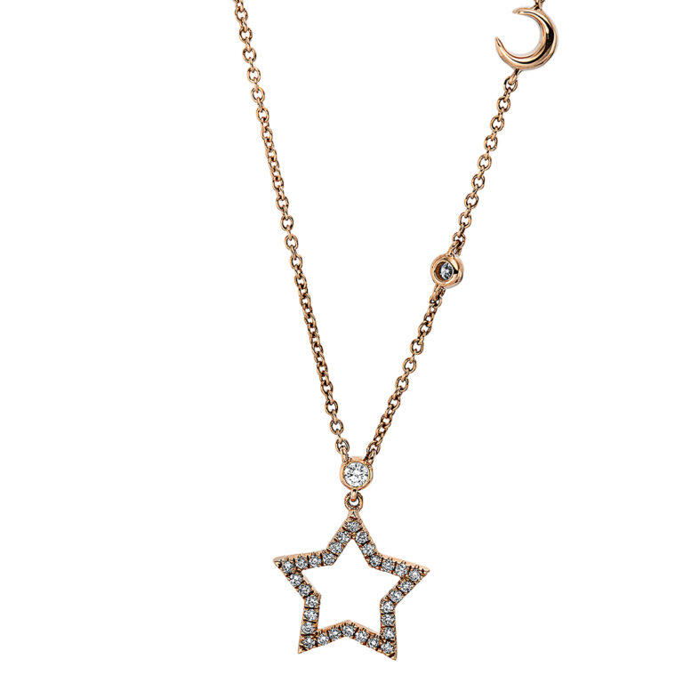 Collier 18 kt RG "Stern", mit ZÖ 40 cm