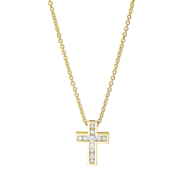 Collier 18 kt GG "Kreuz", mit ZÖ 40 cm