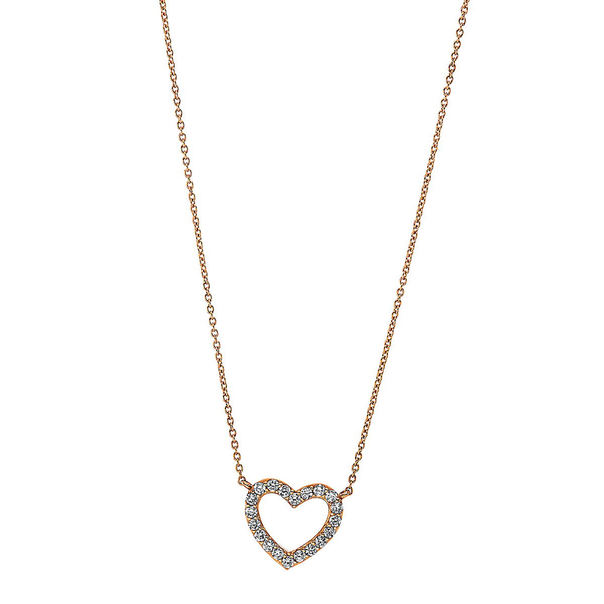 Collier 18 kt RG "Herz", mit ZÖ 42 cm