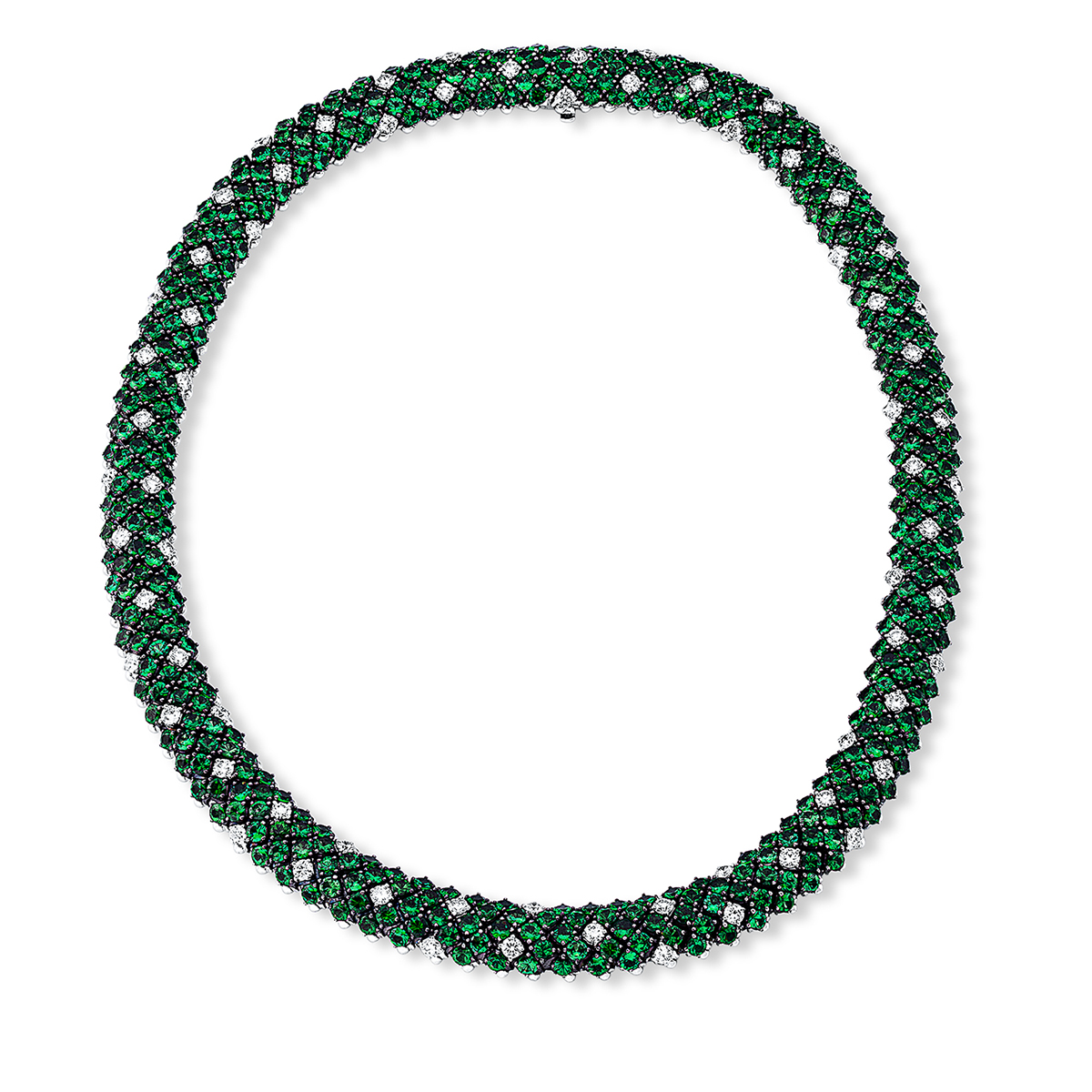 Collier 18 kt WG, Fassung teils schwarz rhodinie