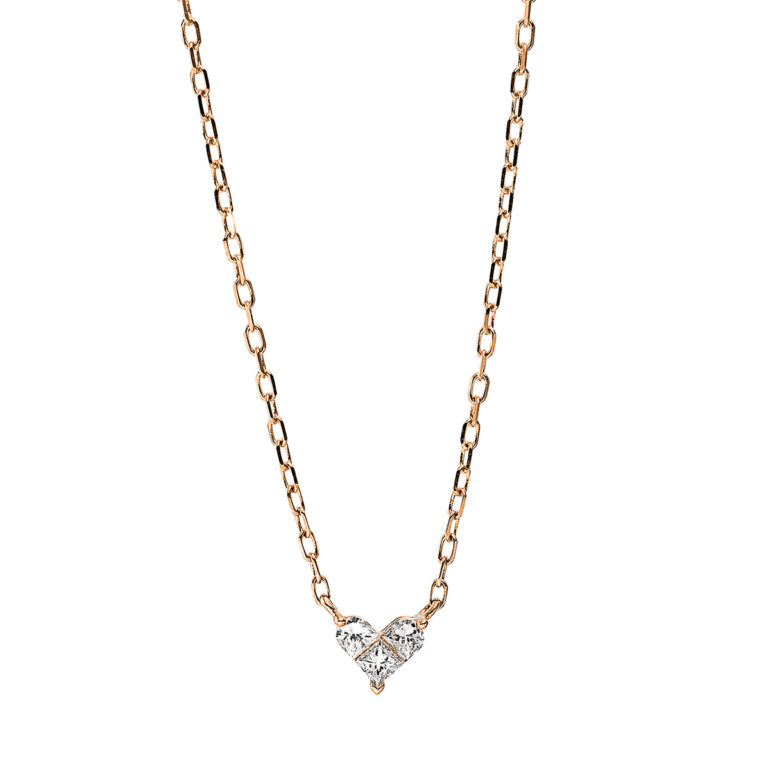 Collier 18 kt RG "Herz", mit ZÖ 40 cm + 43 cm