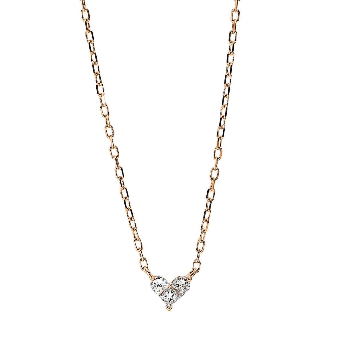 Collier 18 kt RG "Herz", mit ZÖ 40 cm + 43 cm