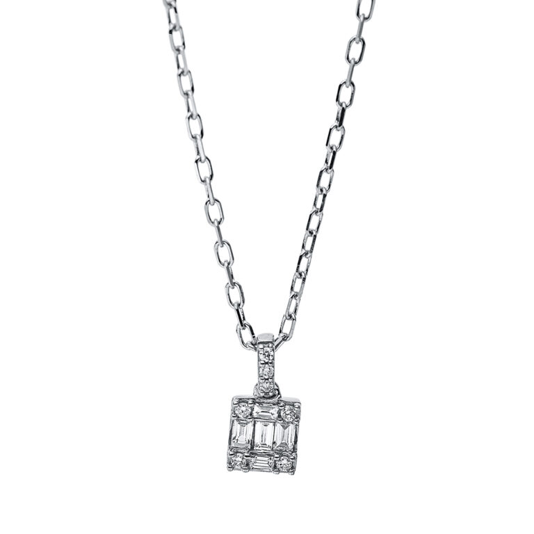 Collier 18 kt WG, mit ZÖ 40 cm + 43 cm