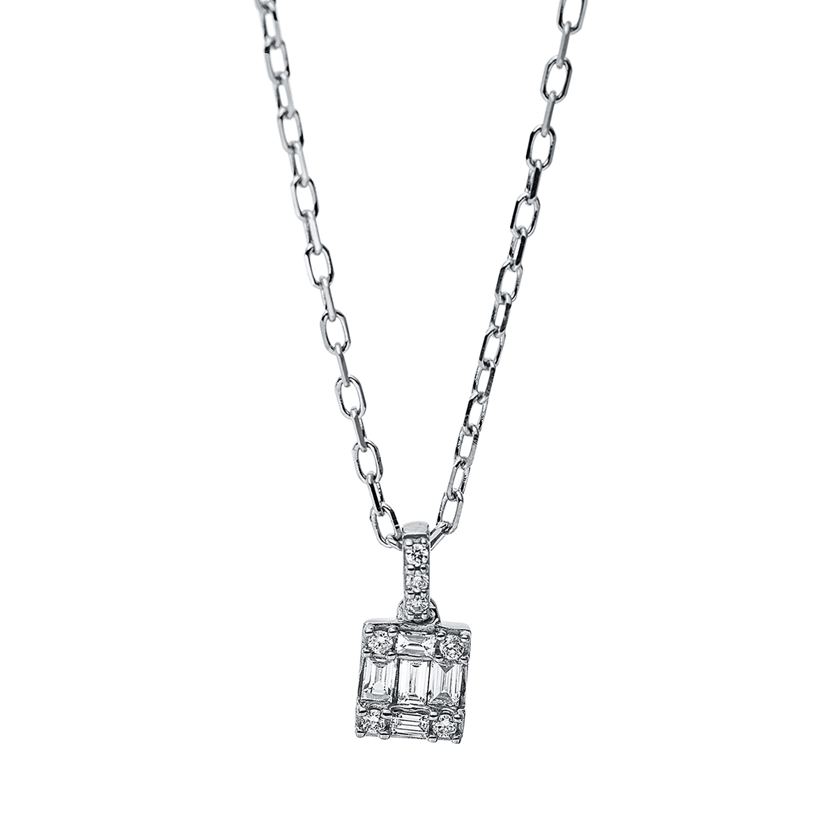 Collier 18 kt WG, mit ZÖ 40 cm + 43 cm