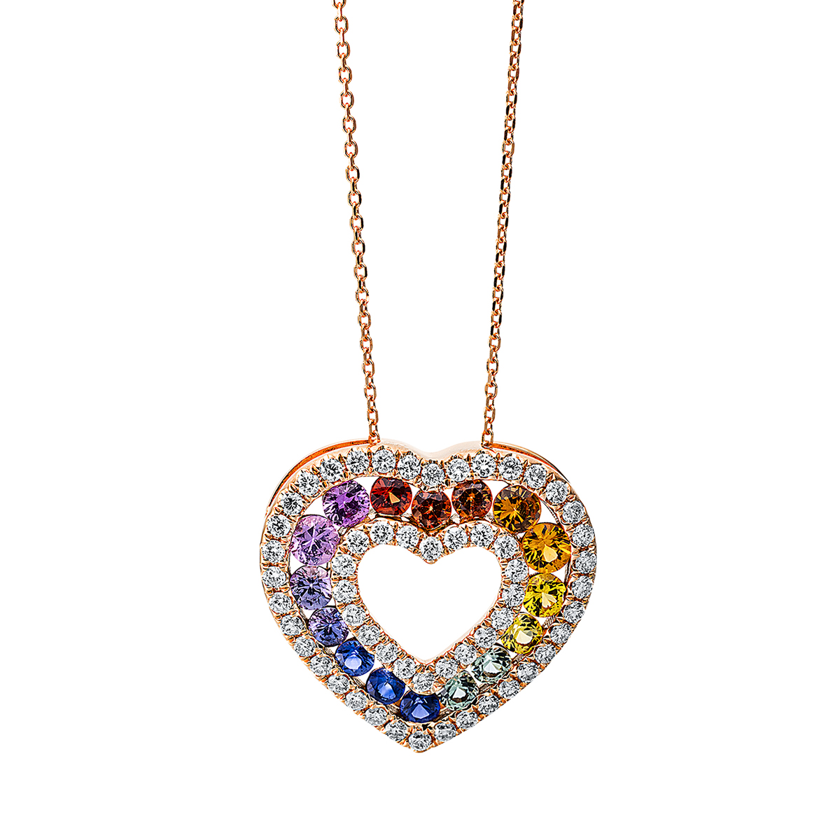 Collier 18 kt RG "Herz" Multicolor