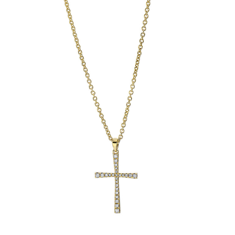 Collier 18 kt GG "Kreuz", mit ZÖ 40 cm