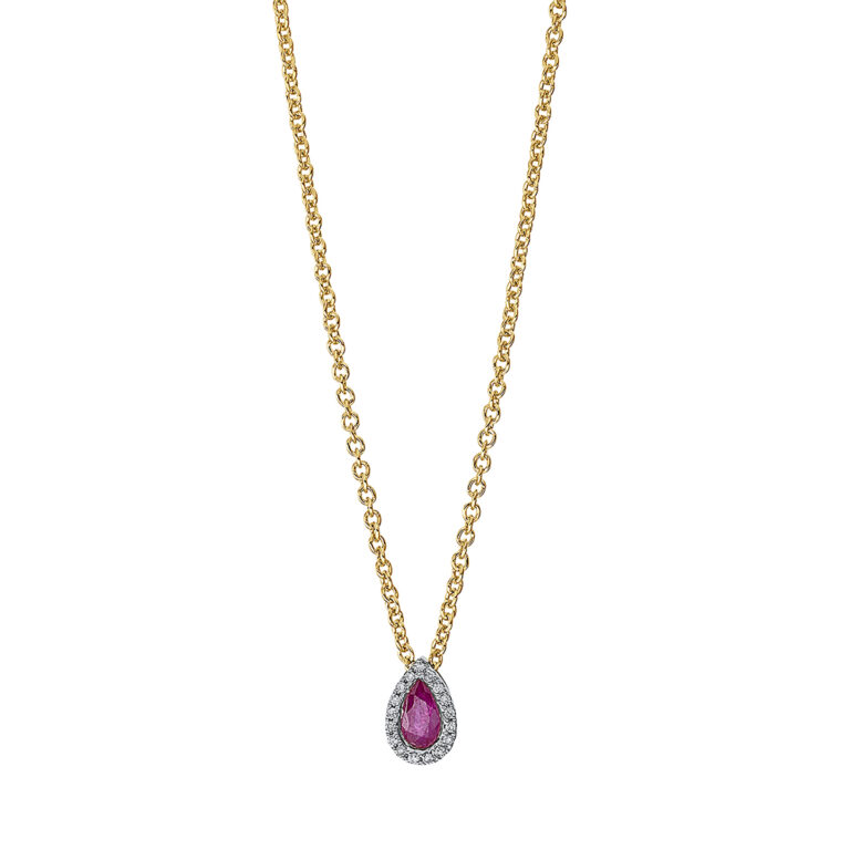 Collier 18 kt GG+WG "Tropfen", mit ZÖ 40 cm