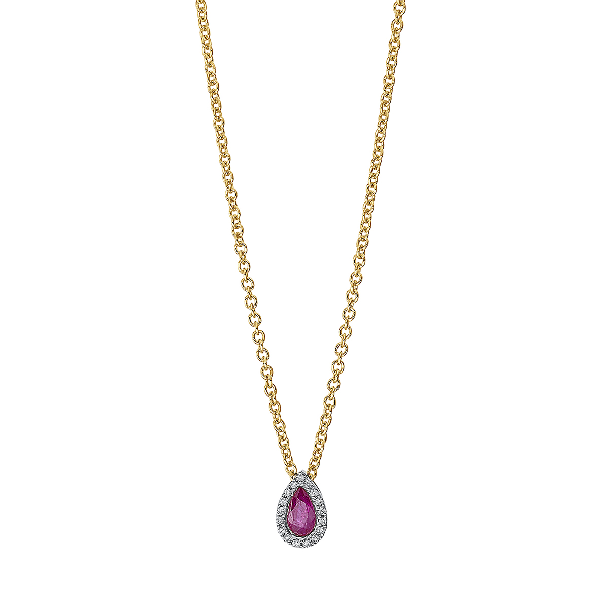 Collier 18 kt GG+WG "Tropfen", mit ZÖ 40 cm
