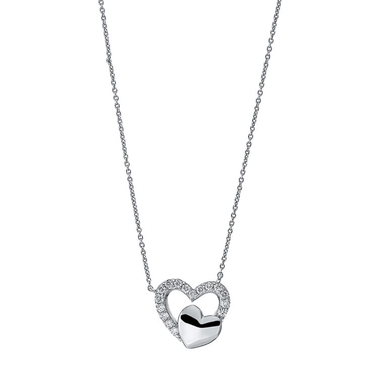 Collier 18 kt WG "Herz", mit ZÖ 42 cm