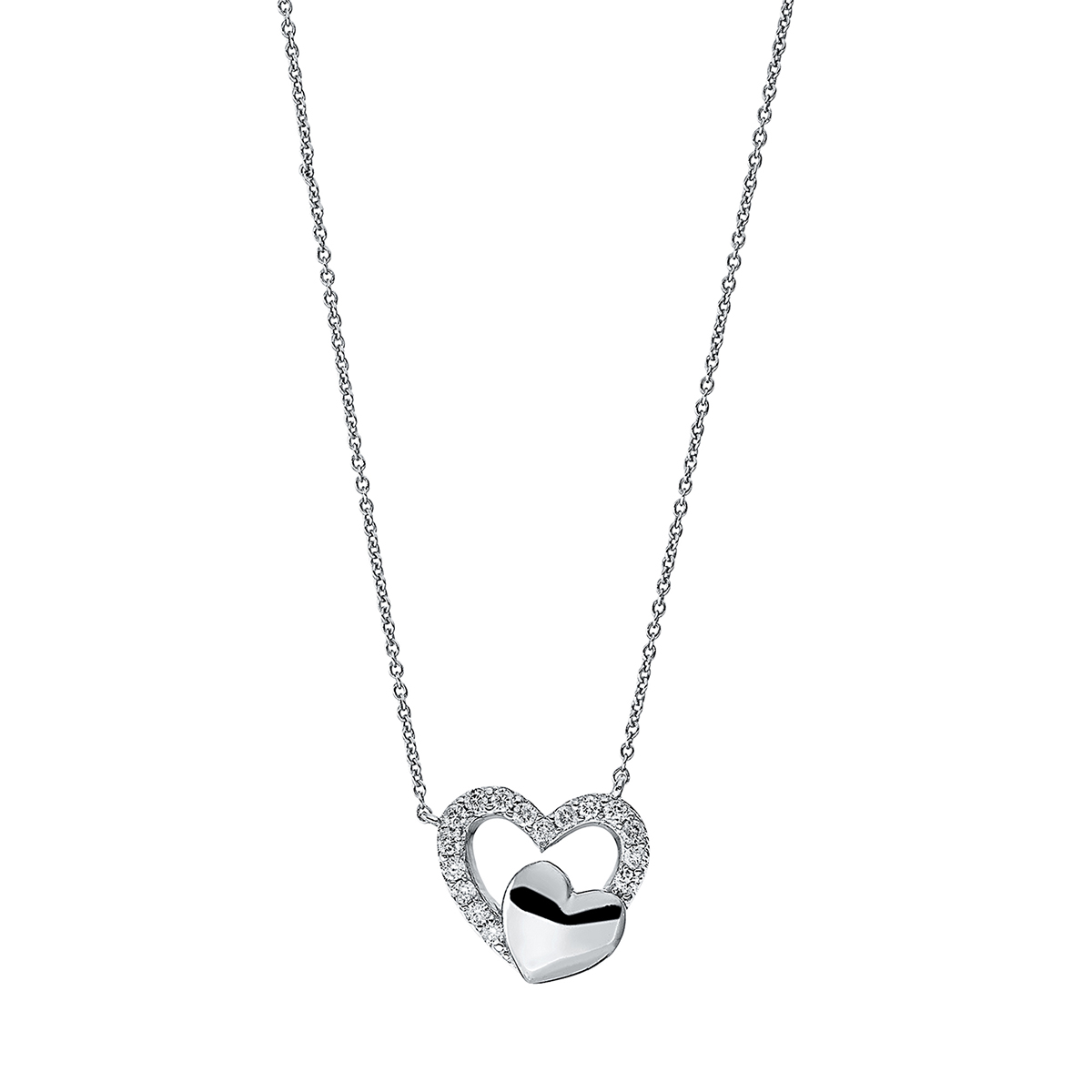 Collier 18 kt WG "Herz", mit ZÖ 42 cm