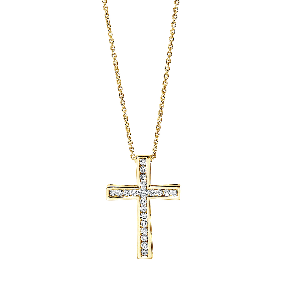 Collier 18 kt GG "Kreuz", mit ZÖ 40 cm