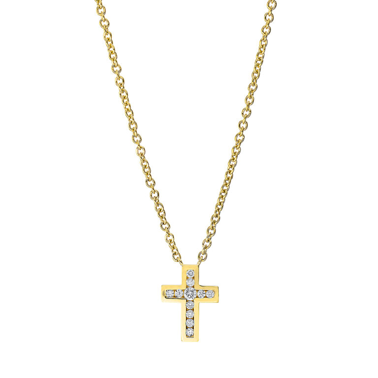 Collier 18 kt GG "Kreuz", mit ZÖ 40 cm