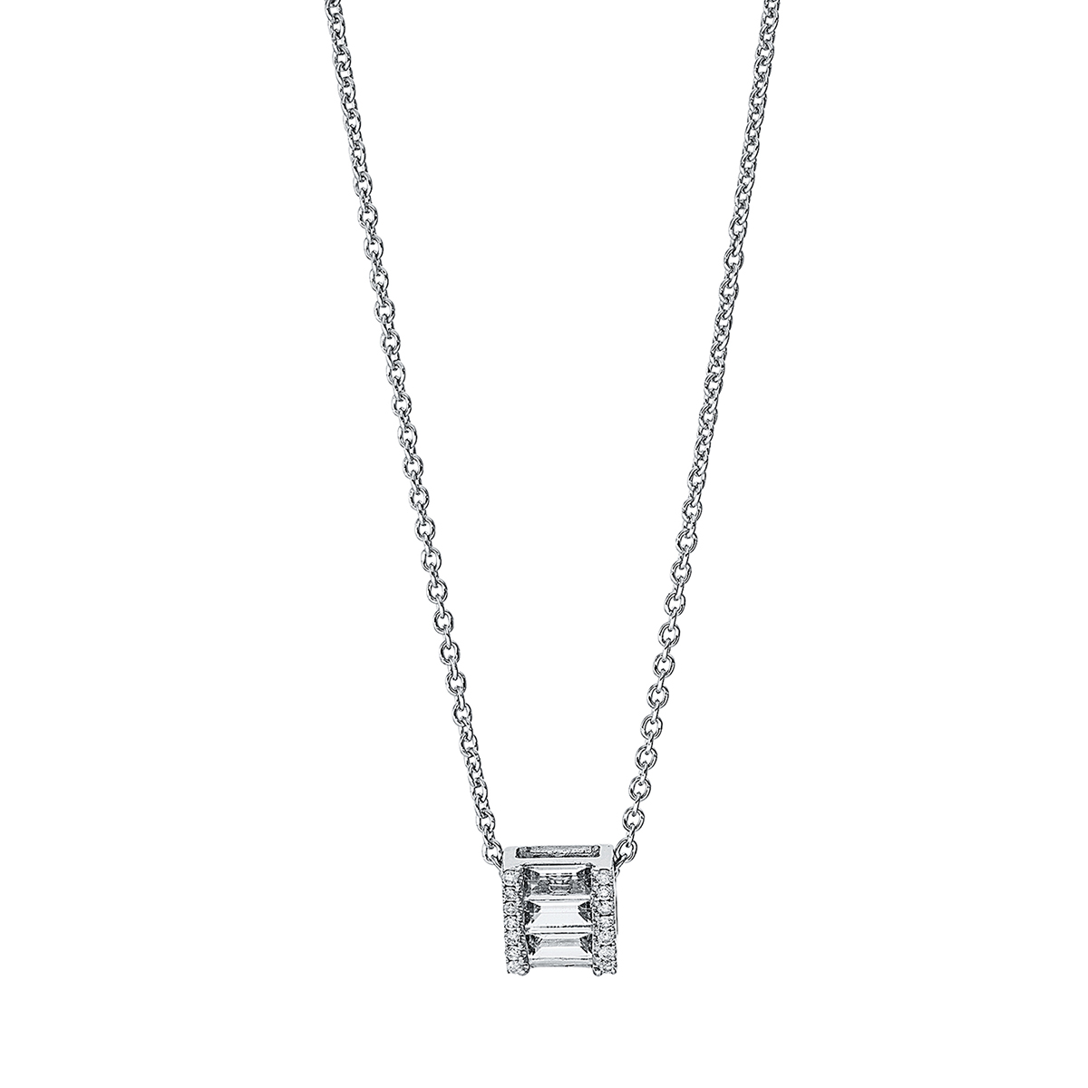 Collier 18 kt WG, mit ZÖ 40 cm